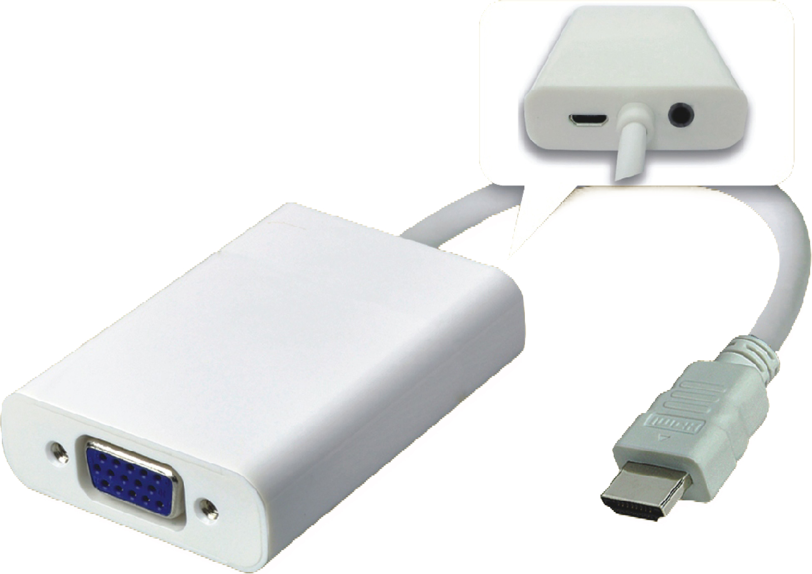Convertidor de HDMI Macho a VGA Hembra, Jack 3.5” Fuente de alim Convertidor de HDMI Macho a VGA Hembra, Jack 3.5” Fuente de alim
