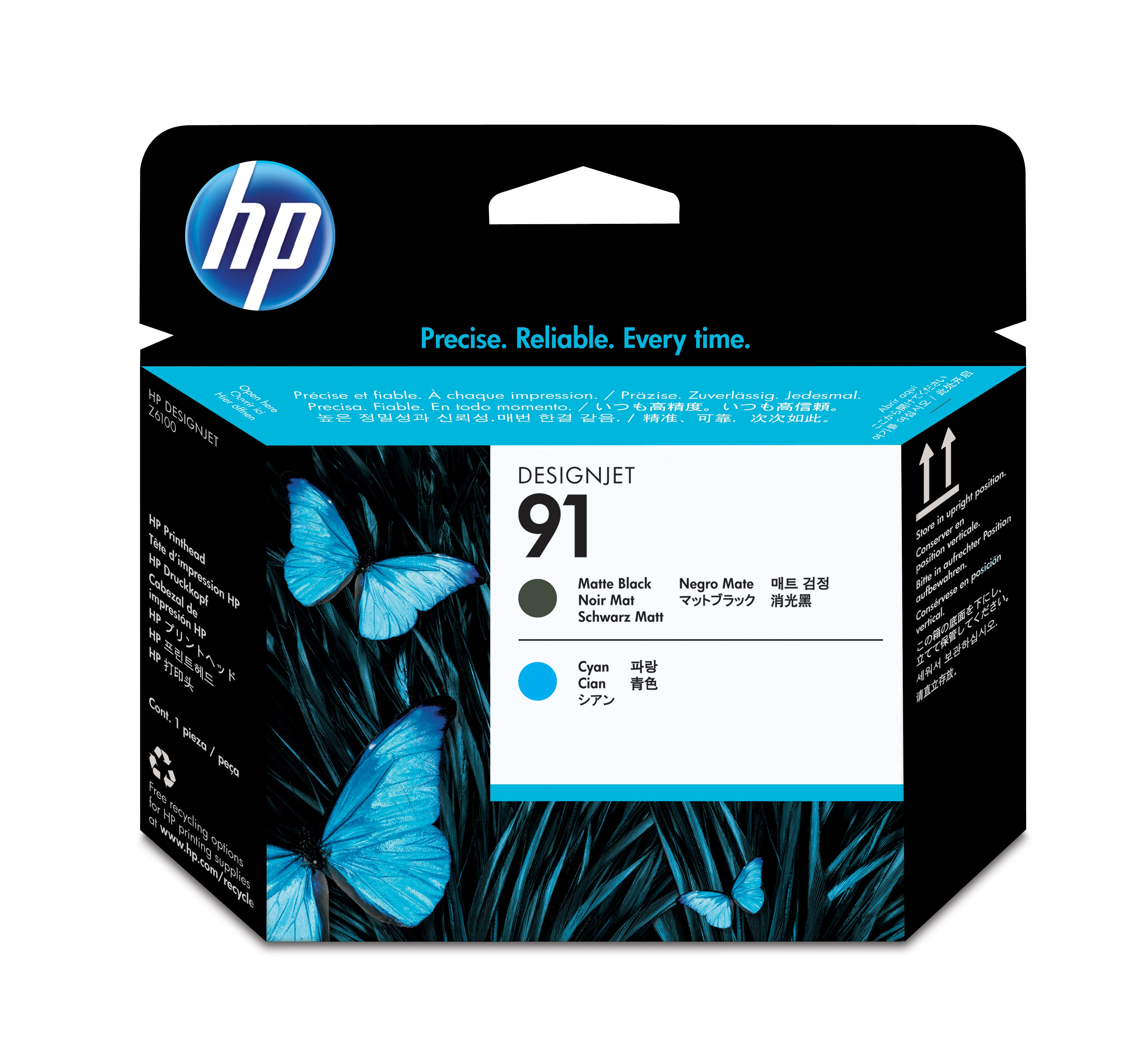 HP 91 Matte Black and Cyan Printhead