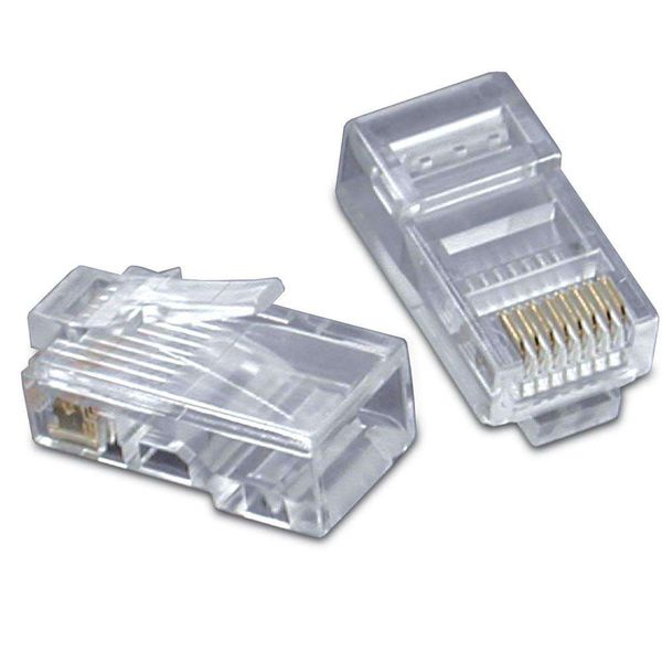 Cbl/RJ45 CAT5E MOD Plug FLAT Strnd 50PK